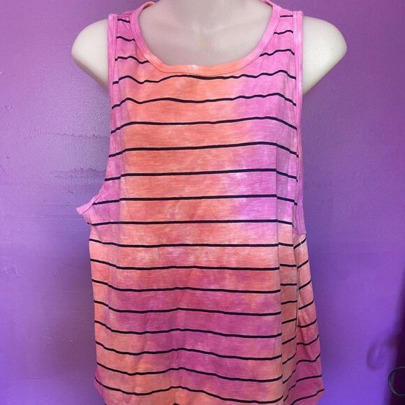 Time and Tru Women’s Pink Orange Tie-Dye Tank Top Sleeveless Casual Shirt - Picture 1 of 3